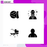 Solid Icon set Pack of 4 Glyph Icons isolated on White Background for Web Print and Mobile vector