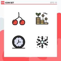 4 concepto de color plano de línea completa para sitios web móviles y aplicaciones berry wall finanzas dinero nieve elementos de diseño vectorial editables vector