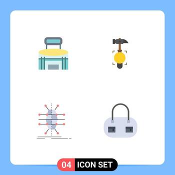 paquete de interfaz de usuario de 4 iconos planos básicos de distribución de edificios infraestructura de choque deportivo elementos de diseño vectorial editables vector
