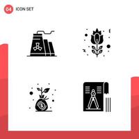 Pack of 4 Universal Glyph Icons for Print Media on White Background vector