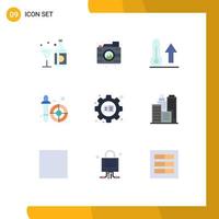 Set of 9 Modern UI Icons Symbols Signs for pipette dropper image color picker thermometer Editable Vector Design Elements