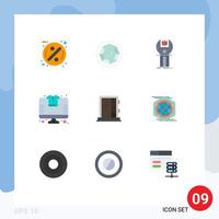 Flat Color Pack of 9 Universal Symbols of door store sdk shopping programming Editable Vector Design Elements