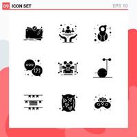 Set of 9 Modern UI Icons Symbols Signs for support question day help genre Editable Vector Design Elements