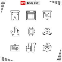 9 Icons Line Style Grid Based Creative Outline Symbols for Website Design Simple Line Icon Signs Isolated on White Background 9 Icon Set vector