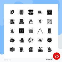 Universal Icon Symbols Group of 25 Modern Solid Glyphs of interface browser layout spring car Editable Vector Design Elements