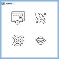 4 Universal Line Signs Symbols of complete lips calligraphy creative valentines Editable Vector Design Elements