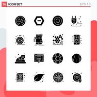 Collection of 16 Vector Icons in solid style Modern Glyph Symbols for Web and Mobile Solid Icon Sign Isolated on White Background 16 Icons