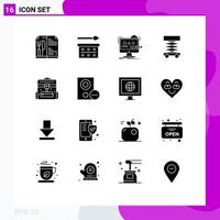 Mobile Interface Solid Glyph Set of 16 Pictograms of briefcase scaffolding art develop studio Editable Vector Design Elements