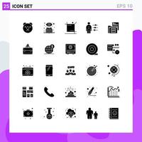 Group of 25 Modern Solid Glyphs Set for document recruitment graphic person employee Editable Vector Design Elements