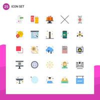 Modern Set of 25 Flat Colors Pictograph of surveillance infrastructure tablet delete cakes Editable Vector Design Elements