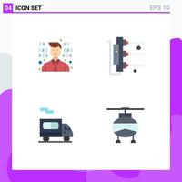 4 concepto de icono plano para sitios web móviles y desarrollo de aplicaciones transporte de escáner de fábrica de camiones elementos de diseño vectorial editables vector