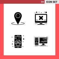 4 Icon Pack Solid Style Glyph Symbols on White Background Simple Signs for general designing vector