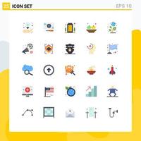 paquete de 25 signos y símbolos de colores planos modernos para medios de impresión web, como elementos de diseño de vectores editables de comida india de día sandesh