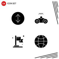 Collection of 4 Vector Icons in solid style Pixle Perfect Glyph Symbols for Web and Mobile Solid Icon Signs on White Background 4 Icons