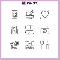 9 Thematic Vector Outlines and Editable Symbols of layout reflection heart mirror dresser Editable Vector Design Elements