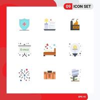Set of 9 Vector Flat Colors on Grid for heart physics formula building physics board Editable Vector Design Elements