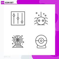 Line Icon set Pack of 4 Outline Icons isolated on White Background for Web Print and Mobile vector