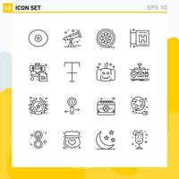 Outline Pack of 16 Universal Symbols of font business movie briefcase vacation Editable Vector Design Elements