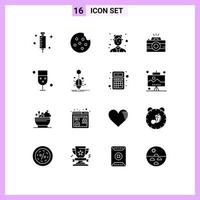 Pack of 16 creative Solid Glyphs of drinking cup female photography image Editable Vector Design Elements