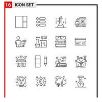 16 General Icons for website design print and mobile apps 16 Outline Symbols Signs Isolated on White Background 16 Icon Pack vector