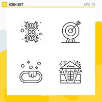 Collection of 4 Universal Line Icons Icon Set for Web and Mobile vector