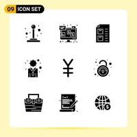 Pictogram Set of 9 Simple Solid Glyphs of finance personal delivery modern business Editable Vector Design Elements