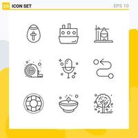 Set of 9 Commercial Outlines pack for media tool transport tape transfusion Editable Vector Design Elements