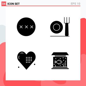 Collection of 4 Vector Icons in solid style Modern Glyph Symbols for Web and Mobile Solid Icon Sign Isolated on White Background 4 Icons