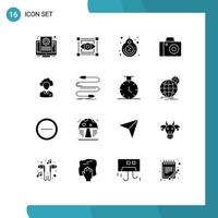 Modern Set of 16 Solid Glyphs and symbols such as cloud studio label photo discount Editable Vector Design Elements