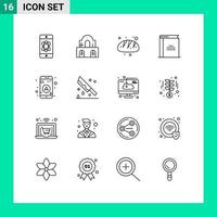 16 Universal Outline Signs Symbols of gps open book bakery library book Editable Vector Design Elements