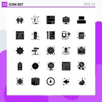 Group of 25 Solid Glyphs Signs and Symbols for horizontal align database location computer Editable Vector Design Elements