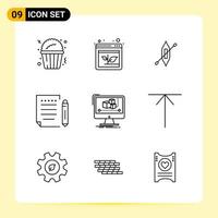 9 Creative Icons for Modern website design and responsive mobile apps 9 Outline Symbols Signs on White Background 9 Icon Pack vector