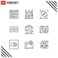 Pixle Perfect Set of 9 Line Icons Outline Icon Set for Webite Designing and Mobile Applications Interface vector