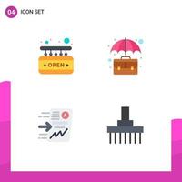 Group of 4 Modern Flat Icons Set for board file sign board case report Editable Vector Design Elements