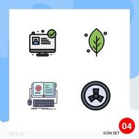 4 User Interface Filledline Flat Color Pack of modern Signs and Symbols of hospital website interactive ecology spring video Editable Vector Design Elements