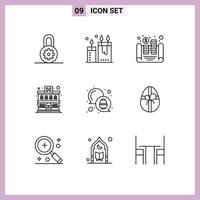 Group of 9 Outlines Signs and Symbols for easter chat cash hotel apartment Editable Vector Design Elements