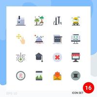 Flat Color Pack of 16 Universal Symbols of hold finger nail van life Editable Pack of Creative Vector Design Elements