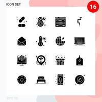 Set of 16 Vector Solid Glyphs on Grid for tool carpenter woman drill sitemap Editable Vector Design Elements