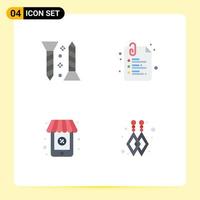 4 iconos creativos, signos y símbolos modernos de construcción, compras, escuela autorroscante, aretes personalizados, elementos de diseño vectorial editables vector