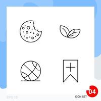 Modern Pack of 4 Icons Line Outline Symbols isolated on White Backgound for Website designing vector