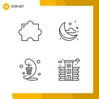 4 Icon Set Line Style Icon Pack Outline Symbols isolated on White Backgound for Responsive Website Designing vector