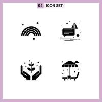 Solid Glyph Pack of 4 Universal Symbols of color garden rainbow sent nature Editable Vector Design Elements