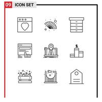 Modern Set of 9 Outlines and symbols such as system navigation drawer website touch Editable Vector Design Elements
