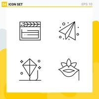 Collection of 4 Universal Line Icons Icon Set for Web and Mobile vector