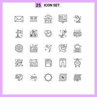 Line Pack of 25 Universal Symbols of light lamp party development coding Editable Vector Design Elements