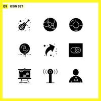 Group of 9 Solid Glyphs Signs and Symbols for recruitment magnifier cooking human meal Editable Vector Design Elements