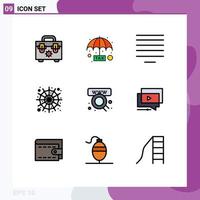 Set of 9 Modern UI Icons Symbols Signs for web online center commerce spider web Editable Vector Design Elements