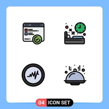 Pictogram Set of 4 Simple Filledline Flat Colors of development heart web nutrition dome Editable Vector Design Elements