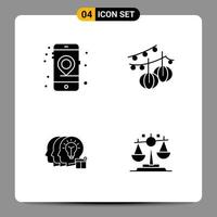 4 Black Icon Pack Glyph Symbols Signs for Responsive designs on white background 4 Icons Set vector