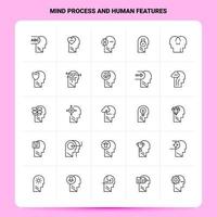 OutLine 25 Mind Process And Human Features Icon set Vector Line Style Design Black Icons Set Linear pictogram pack Web and Mobile Business ideas design Vector Illustration